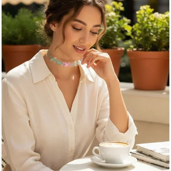 Dolls Kill ✦ Aurora Gradient Flame Choker ✦ Clear Vinyl w/ Adjustable Snap NWT - Picture 7 of 7